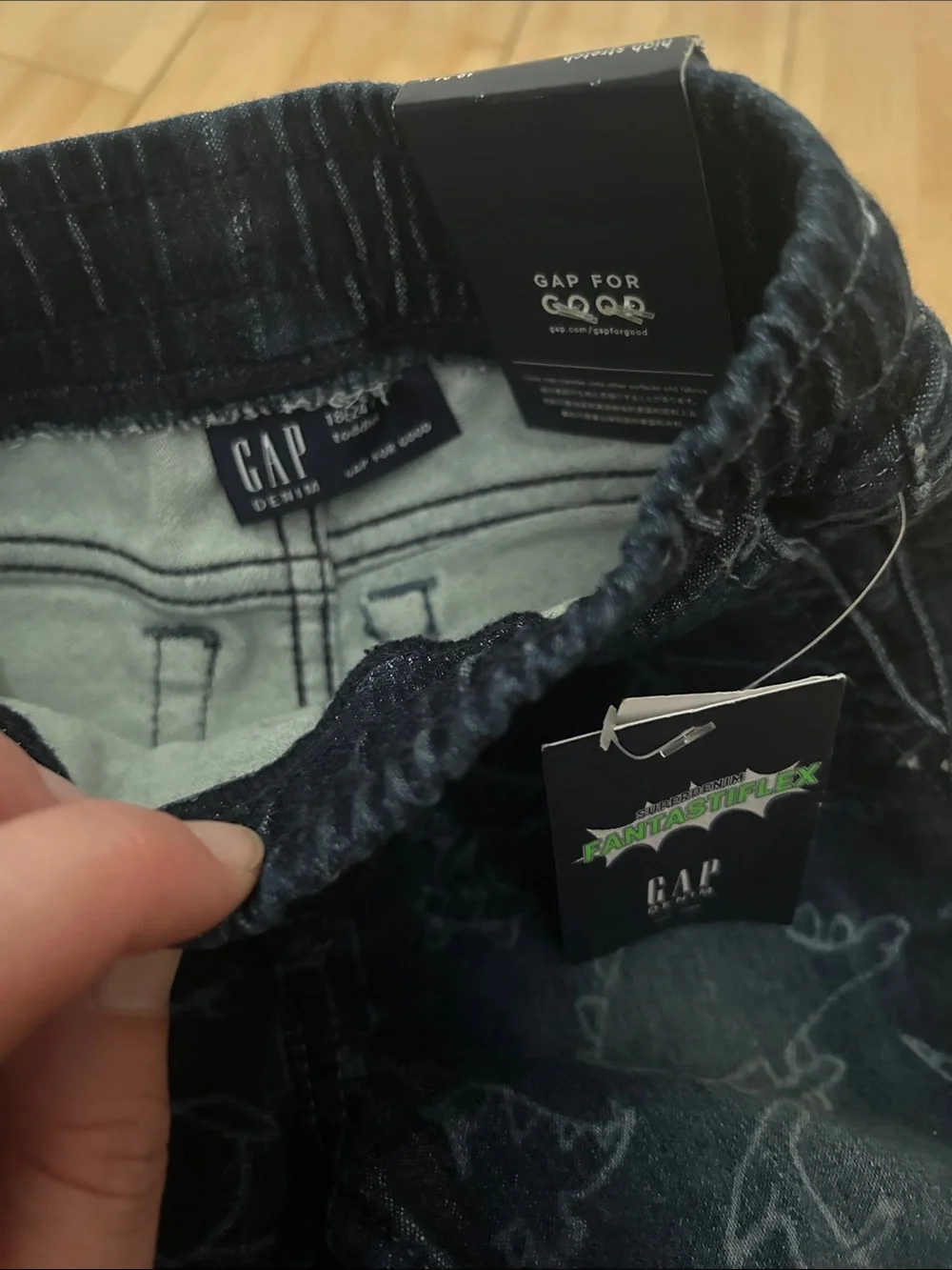 GAP Kids Dark Blue Dino Print Pull-On Jeans